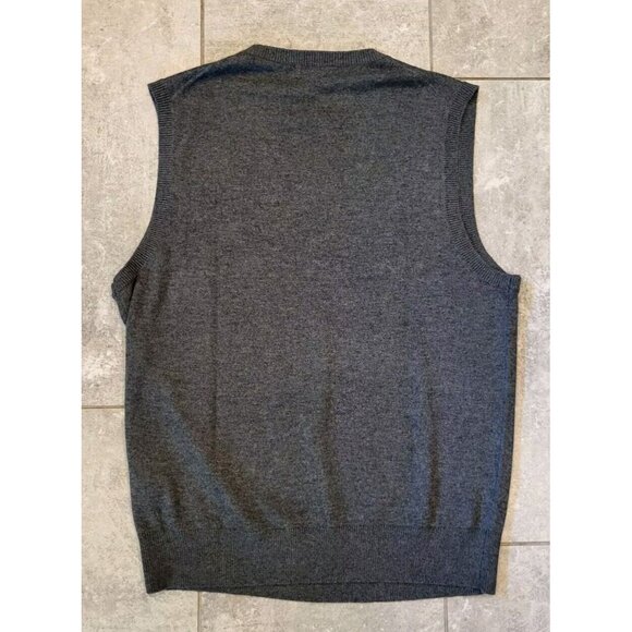 New Kallspin Wool Blend Gray V Neck Sweater Vest Sz L Grandpa - Picture 3 of 5